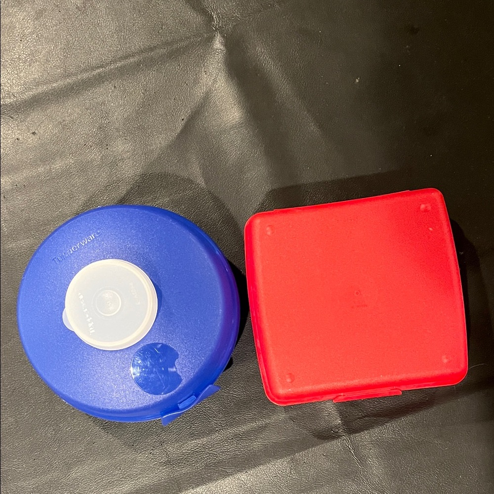 Tupperware Blue and Red Food Storage Containers.